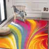 Rugshop Modern Contemporary Waves Multicolored Non-slip Non-skid Area Rug