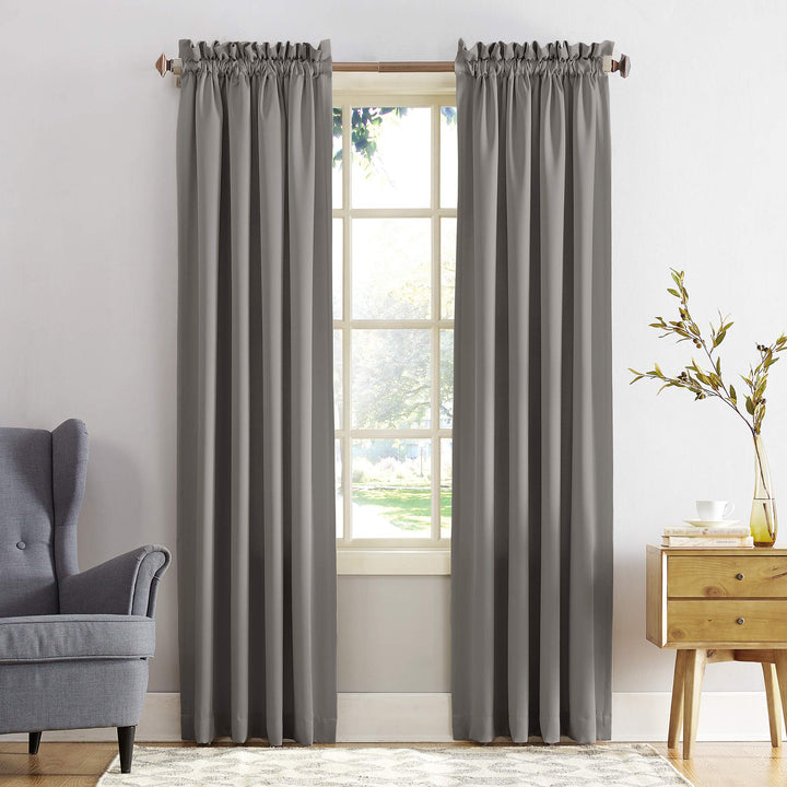 Sun Zero Barrow Energy Efficient Rod Pocket Curtain Single Panel 54 x 63 - Grey