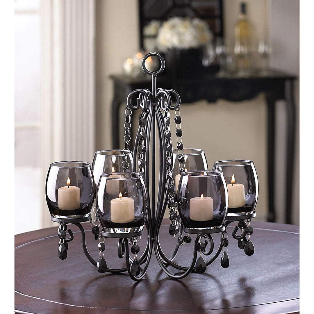 Romantic Elegant Glowing Candle Chandelier Black Clear Classic Traditional