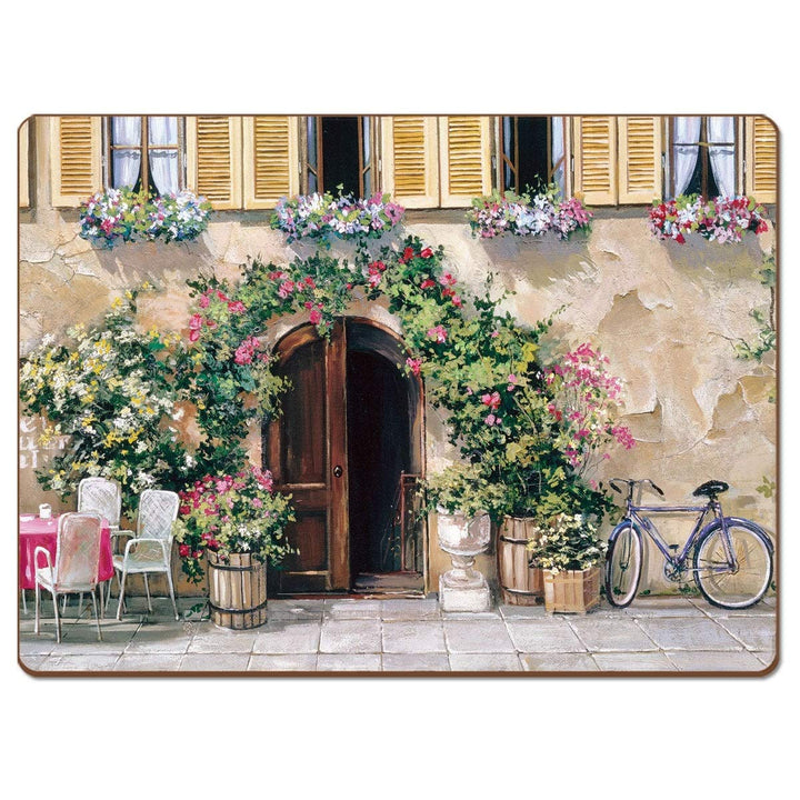 Home Hardboard Placemats Tuscan Doorways Set of 4 Multi Color Rectangle