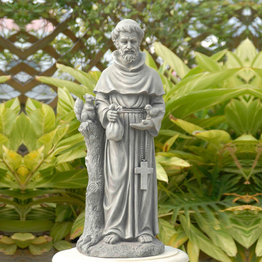 St Francis Garden Statue 31 Inch Saint Francis Statue for Outdoor All Seasons