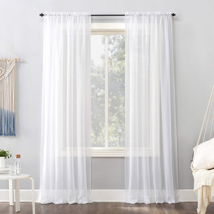 No. 918 Emily Sheer Voile Rod Pocket Curtain Panel 59" x 120" White 59x120 - White