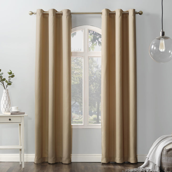 No. 918 Montego Casual Textured Semi-Sheer Grommet Curtain Panel 48 x 84 - Taupe