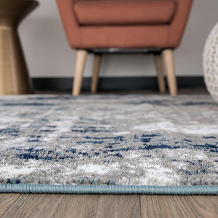 Rugshop Contemporary Abstract Distressed Area Rug 7'10" x 10' Blue