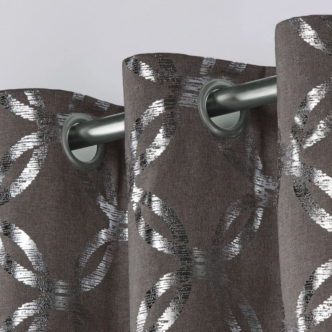 Exclusive Home Modo Metallic Geometric Grommet Top Curtain Panel Pair