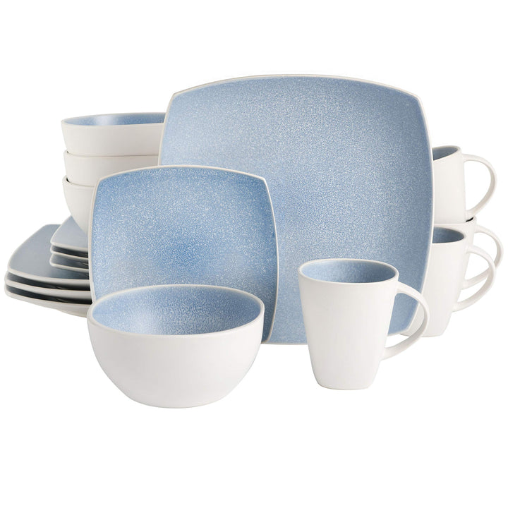 Gibson Soho Lounge Square Reactive Glaze Stoneware Dinnerware Set Service for