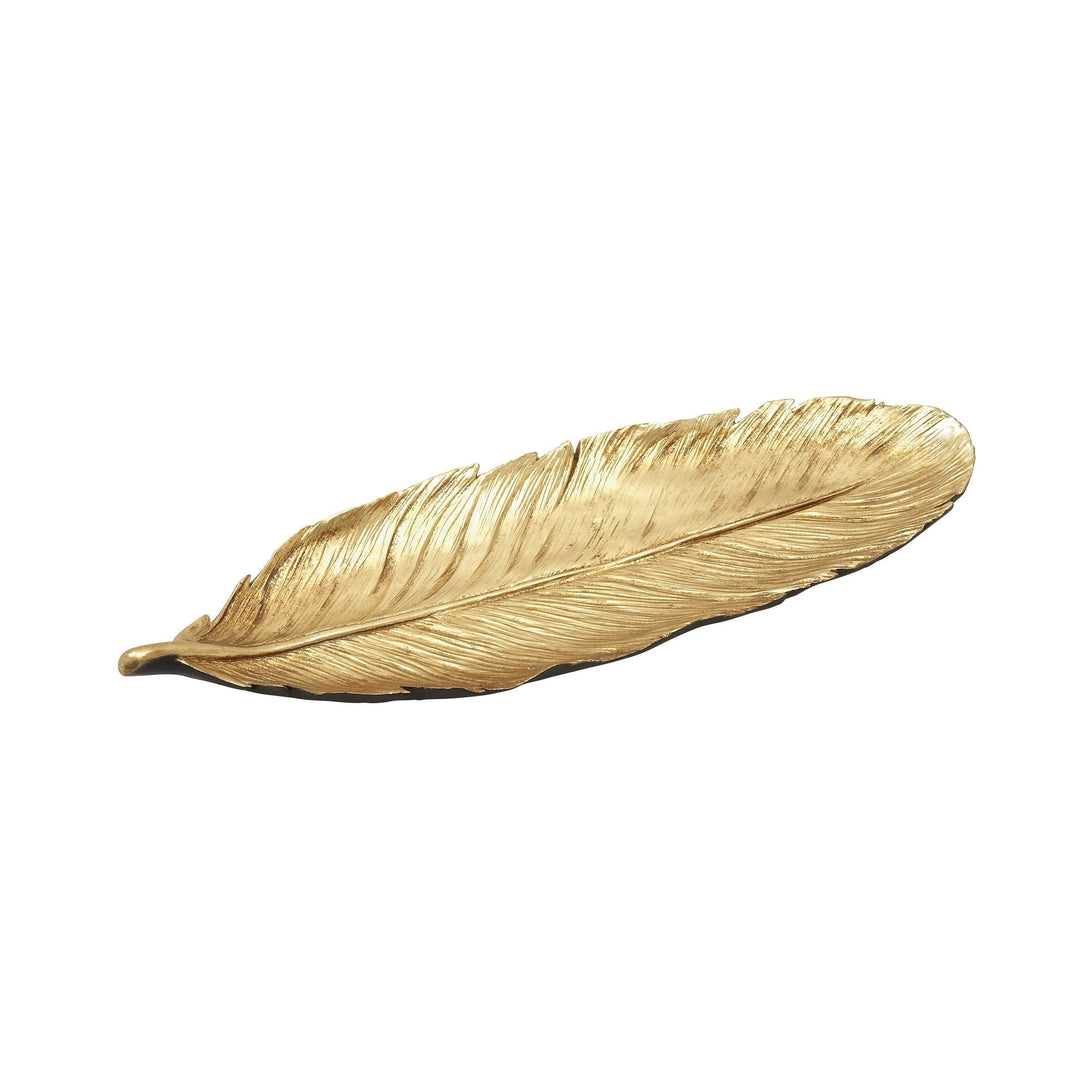 Kitty Ps Gold Feather Tray Black Glam Acacia Stone Wood Natural Finish