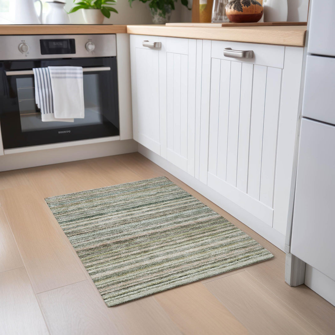 Machine Washable Indoor/ Outdoor Chantille Stripes Rug