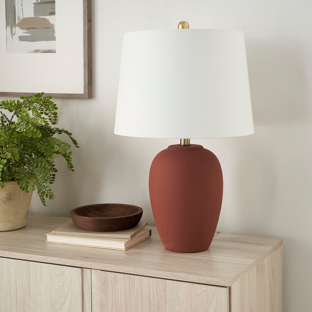 Nourison 23" ust Orange Ceramic Pot Table Lamp for Bedroom Living oom Dining Terracotta