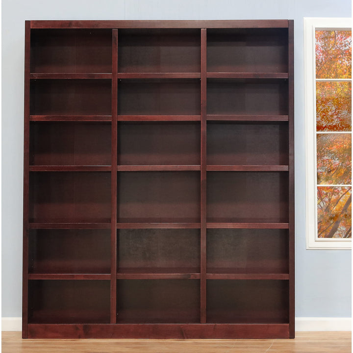 Traditional 84" Tall 18-Shelf Triple Wide Wood Bookcase in Dry Oak