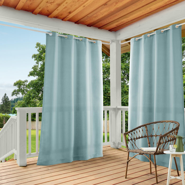 TOWN & COUNTRY BASICS Cabana Solid Heavyweight Indoor Outdoor Curtains Light 54x96 - Blue