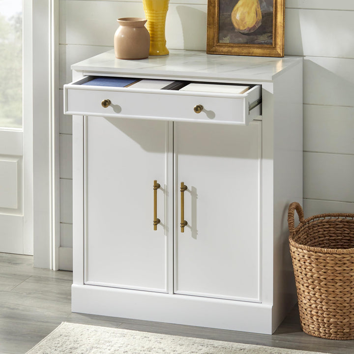 1-drawer/2-door Cabinet White Farmhouse Rectangular MDF Drawers Includes - Diamond Home USA