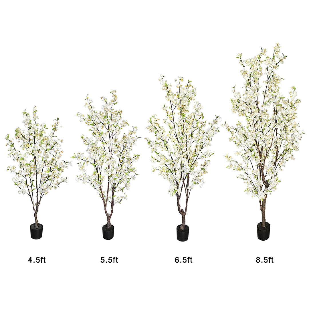 5.5ft Cherry Blossom Flower Tree in Pot 66" H X 34" W 32" Dp White - Diamond Home USA