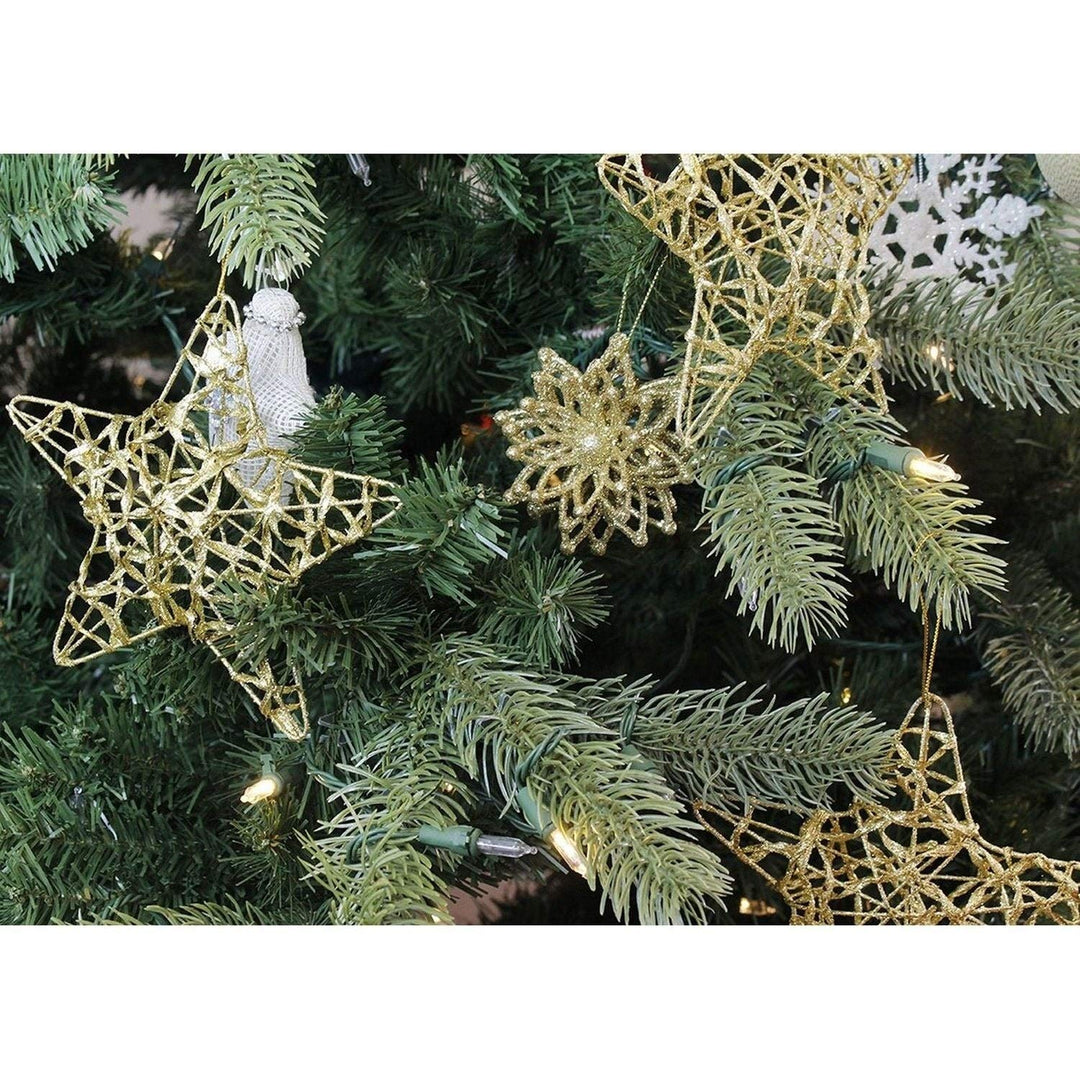 24 Pcs Christmas Tree Ornaments Gold Star Winter Decorations 6"x1"x5.7" - Diamond Home USA