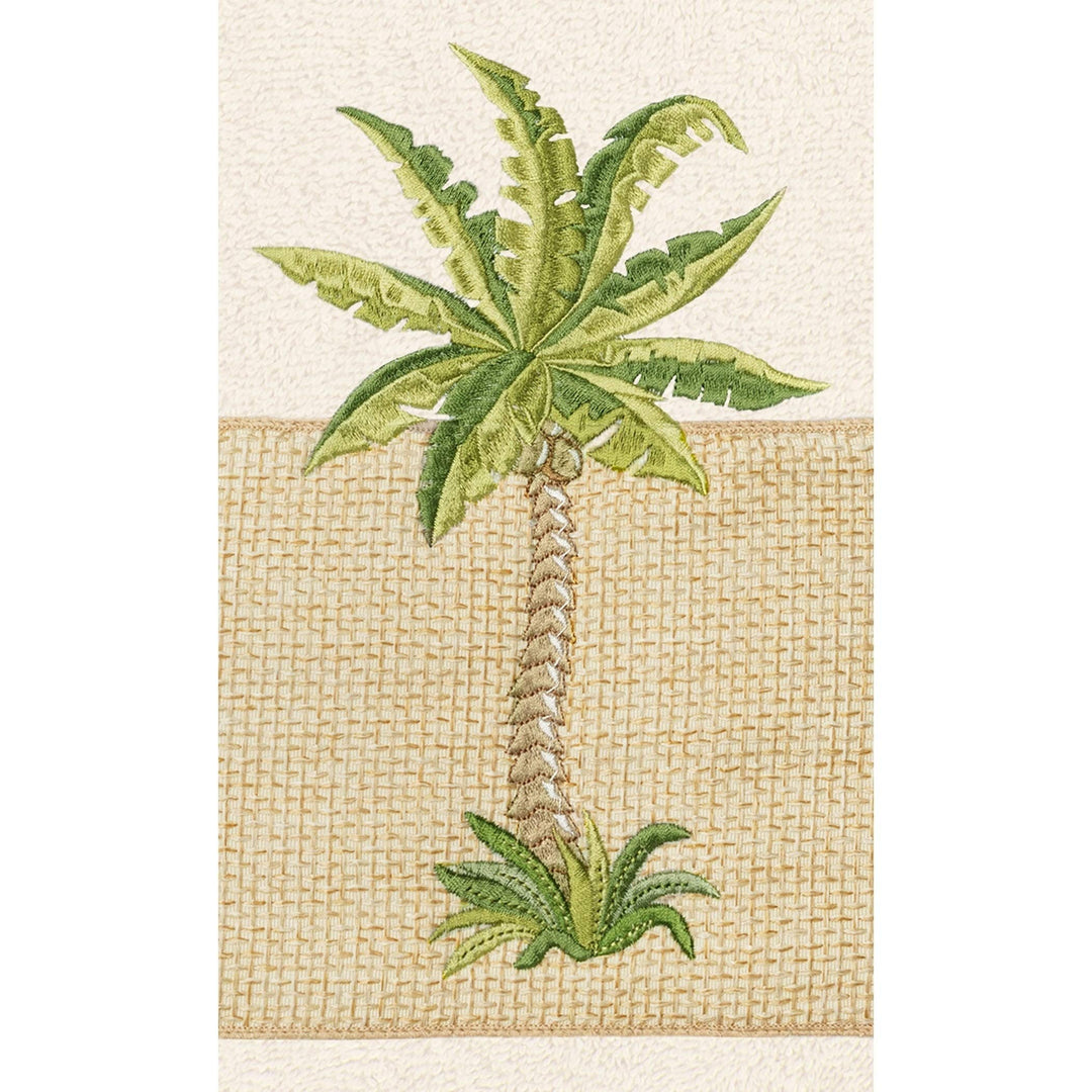 Authentic Hotel and Spa Turkish Cotton Palm Tree Embroidered Cream 8-Piece Towel - Diamond Home USA