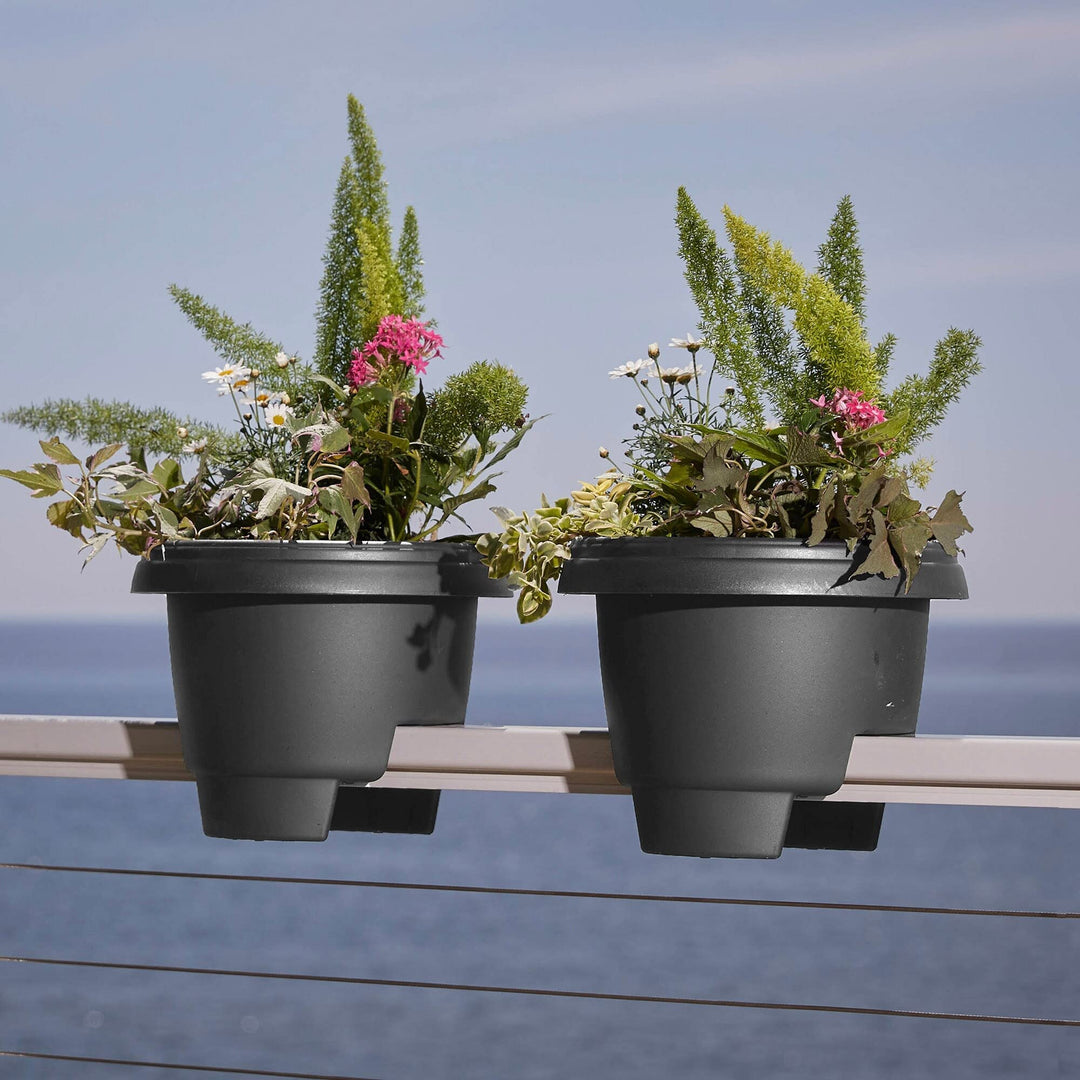 Deck ail ound Planter: 12" Charcoal Matte Finish Fits Sizes 3"-3.75" Durable