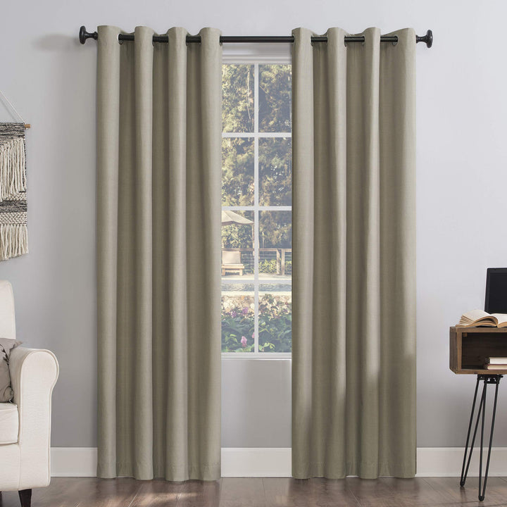 Sun Zero Columbia Thermal Insulated 100% Blackout Grommet Curtain Single Panel Linen - 50x108