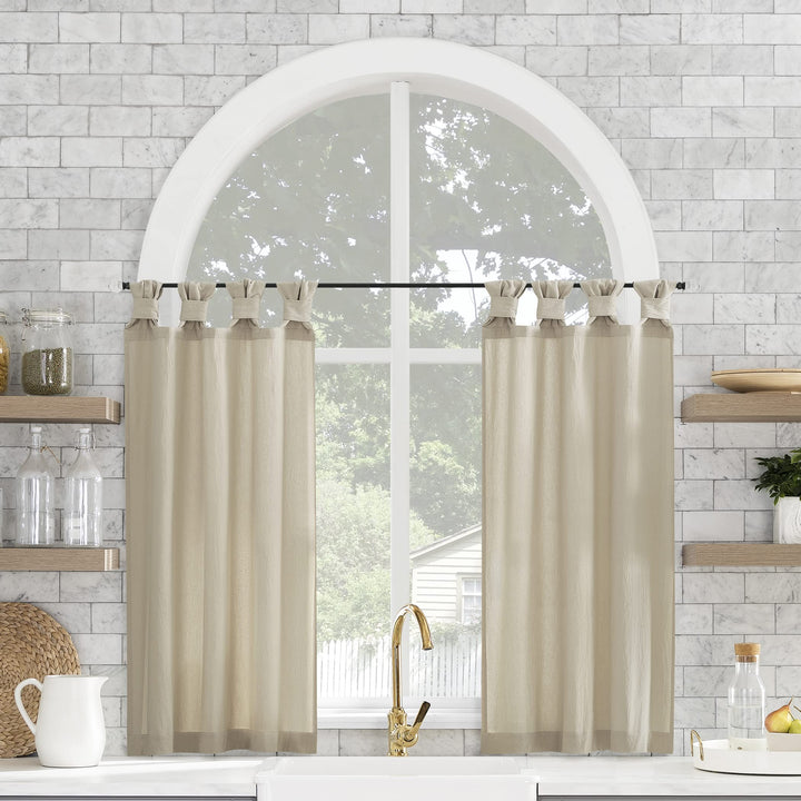 Archaeo Washed Cotton Small Window Twist Tab Cafe Curtains 52" x 36" Oatmeal 52" x 36" - Oatmeal