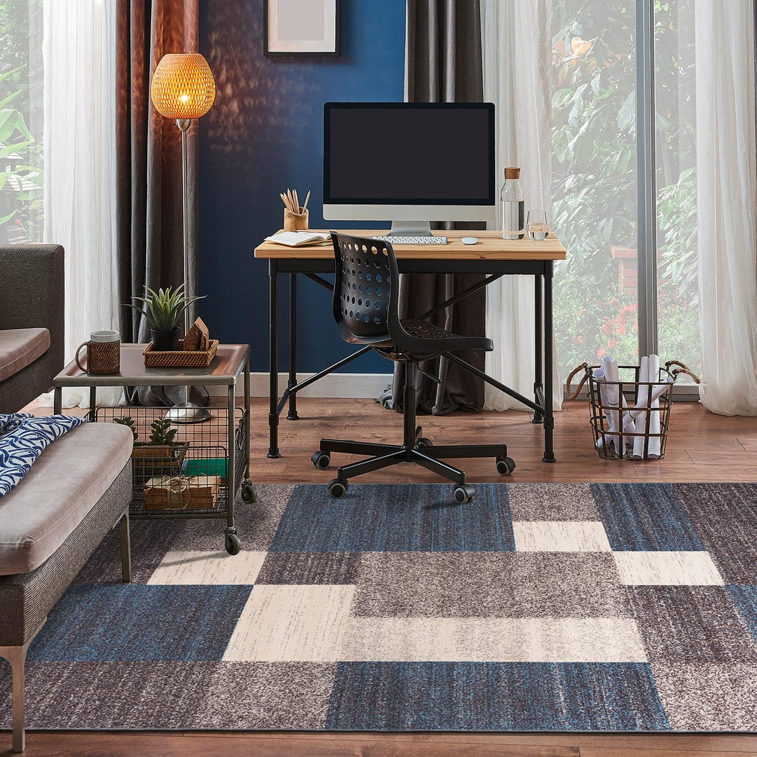 Modern Boxes Design Non-Slip (Non-Skid) Runner Rug