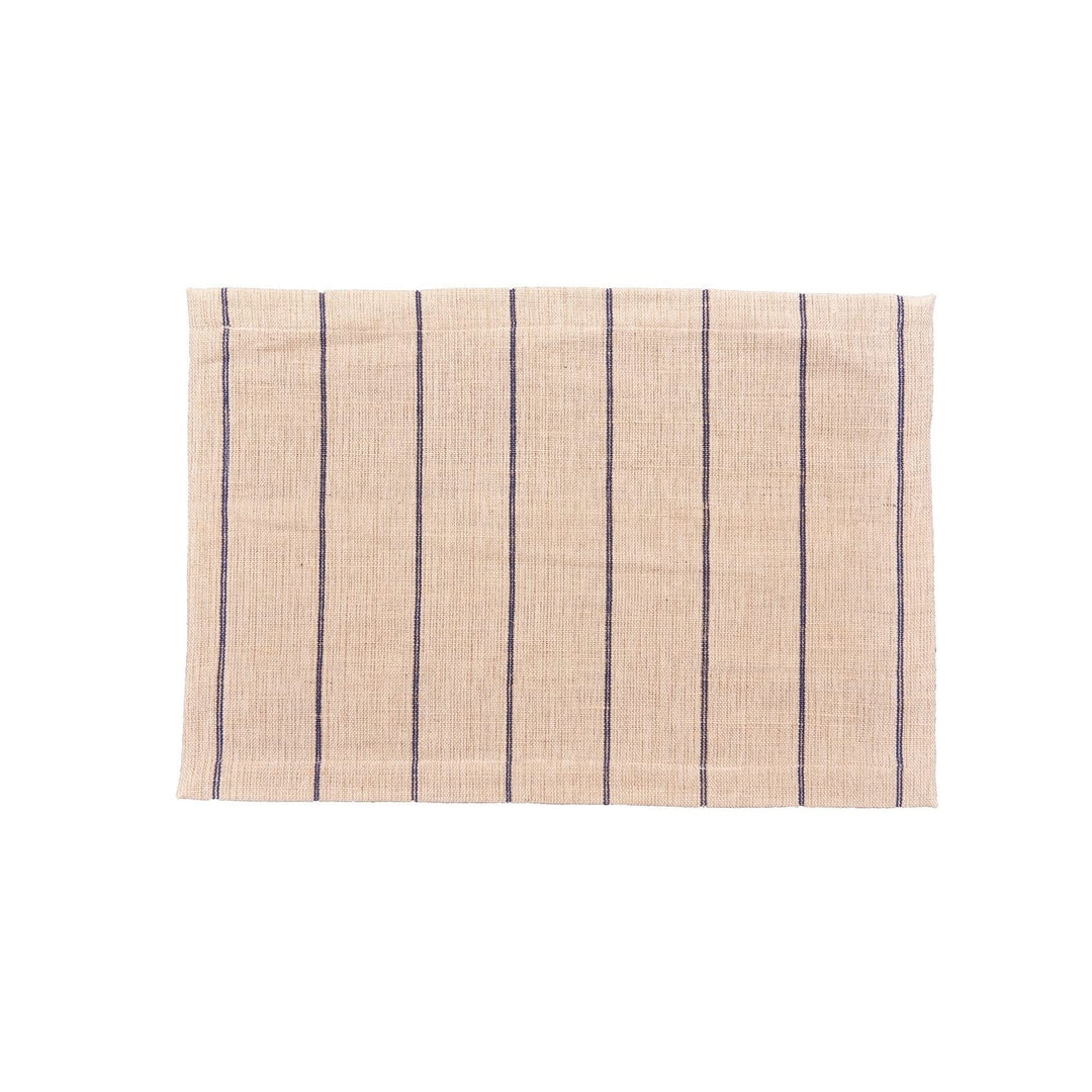 Jute Navy Placemat Set of 6 Blue Rectangle Cotton