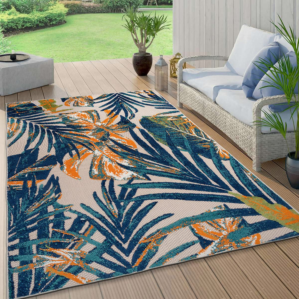 Rugshop Tropical Floral Leaves Indoor/Outdoor Area Rug 5' x 7' Multi 5' x 7' - Multi