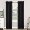 Sun Zero Easton Energy Saving Blackout Rod Pocket Curtain Panel 40" x 84" Black 40x84 - Black