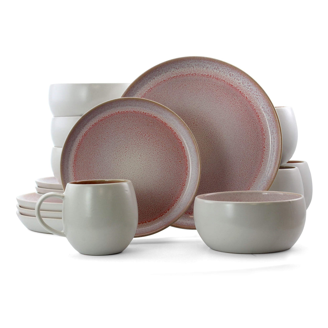 Retro Glaze 16 Piece Stoneware Dinnerware Set in Purple Solid Casual Round