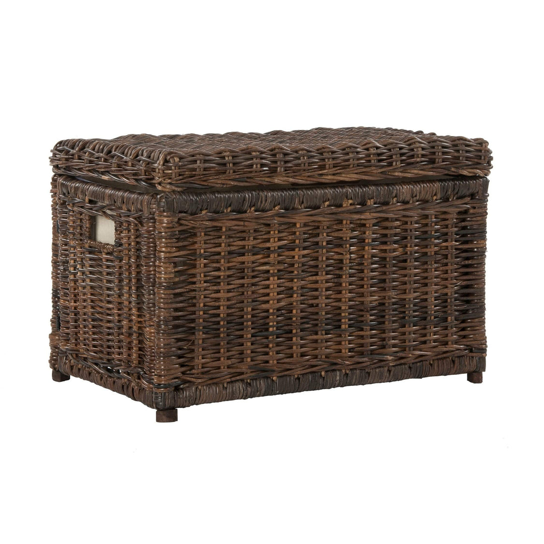 30" Wicker Storage Trunk Brown Rattan