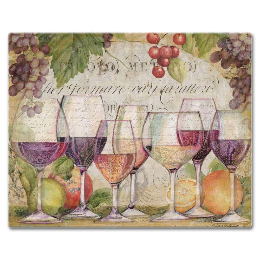 Counter Art Glass Cutting Board/Saver 12"x15" Wine Country Multi Color Rectangle