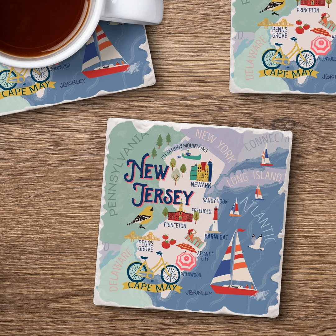 Coasters Set of 4 - State Attractions Nj Multi-59 Stoneware