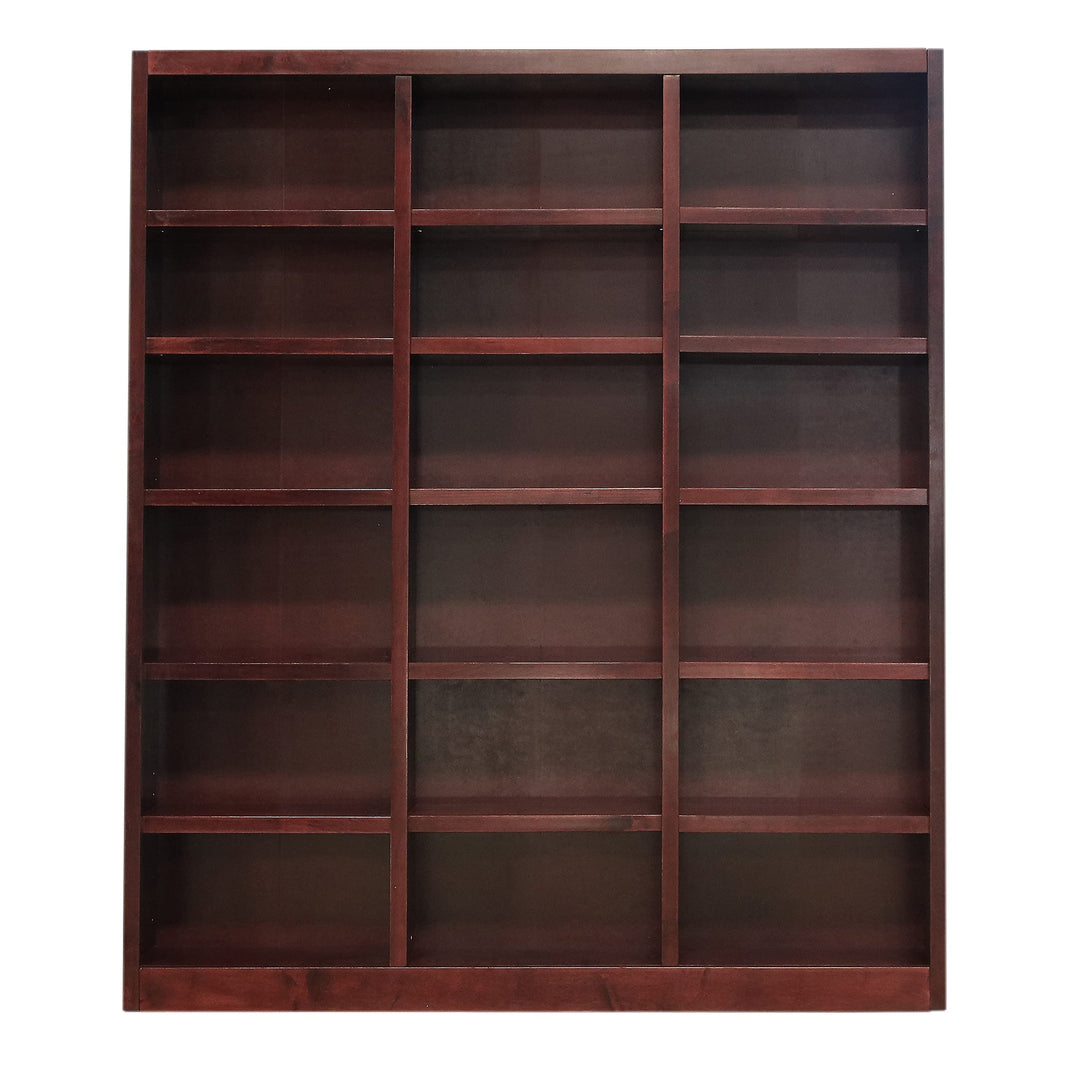 Traditional 84" Tall 18-Shelf Triple Wide Wood Bookcase in Dry Oak