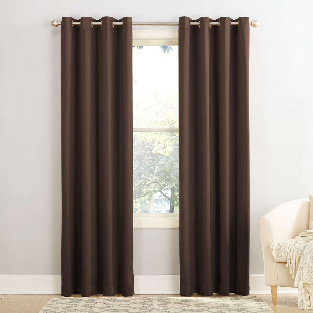 Sun Zero Barrow Energy Efficient Grommet Curtain Single Panel 54 x 54 - Chocolate