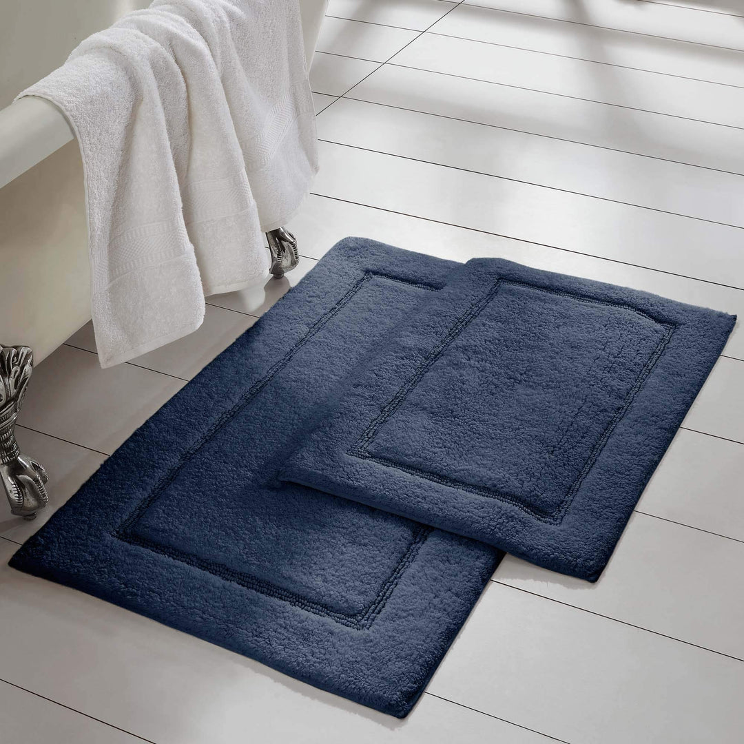 Amrapur Overseas 2-Pack Solid Loop with Non-Slip Backing Bath Mat Set (17-inch Navy