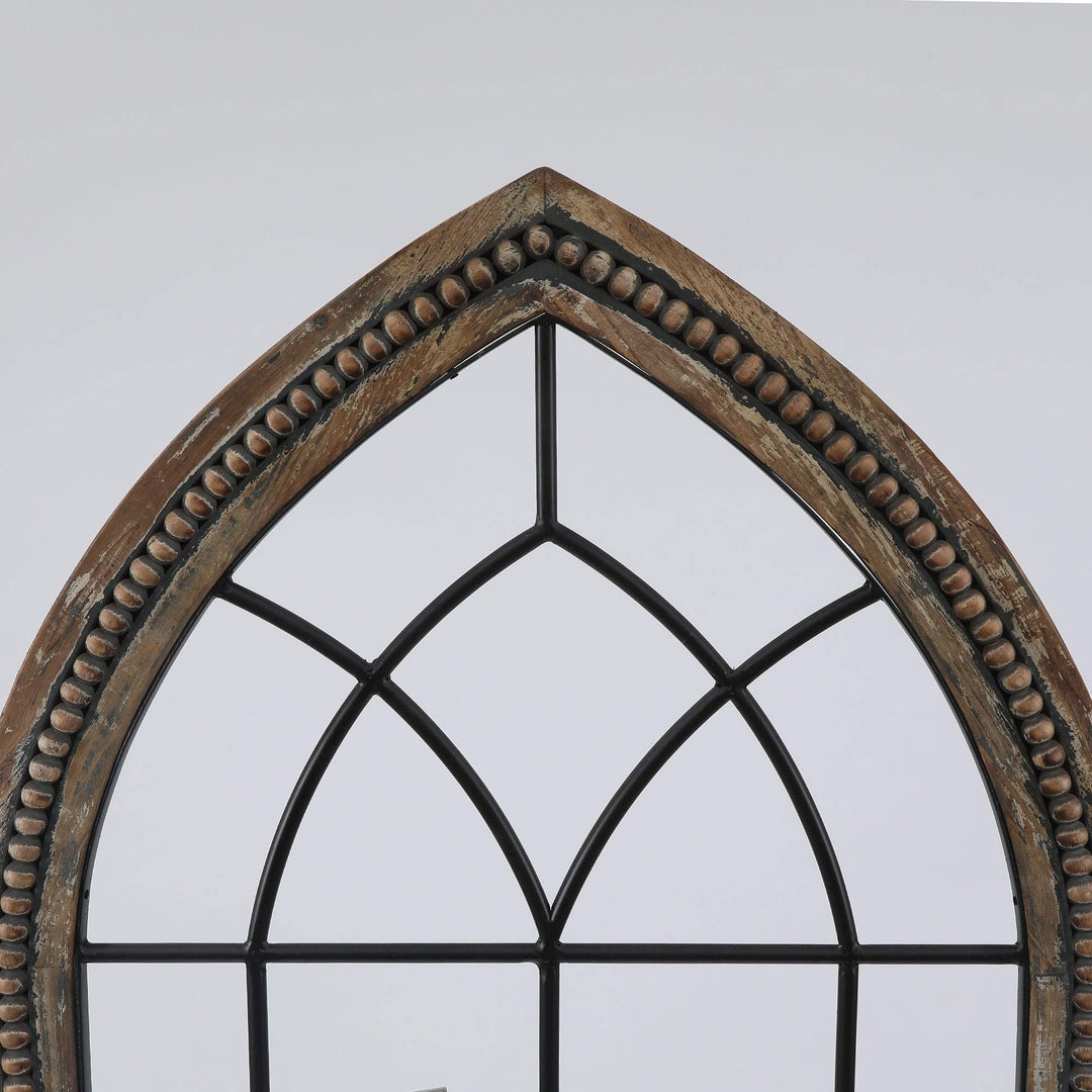 Wood and Metal Cathedral Wall Decor Black Brown Traditional Includes Hardware