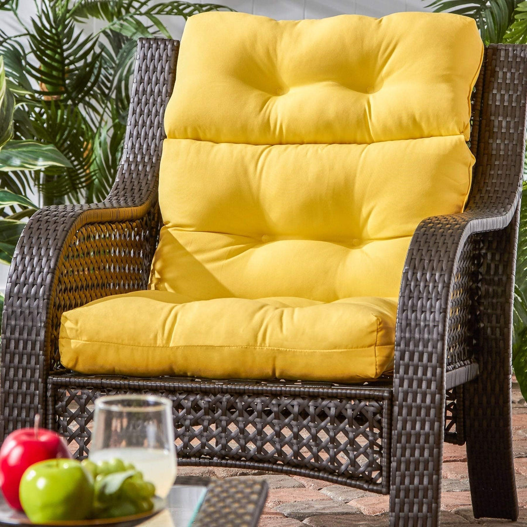 Driftwood 44x22-inch 3-Section Outdoor Yellow High Back Chair Cushion Solid