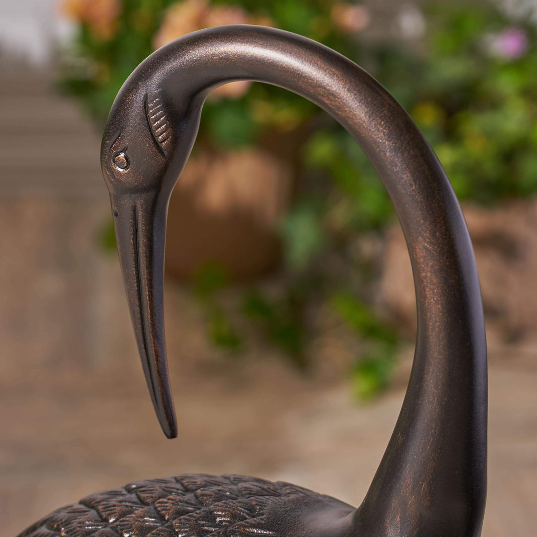 Outdoor 39 Inch Cast Aluminum Crane Statue by Brown Traditional