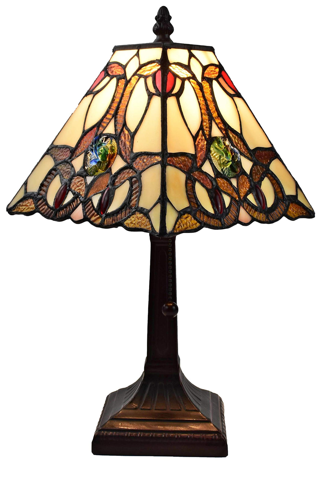 Amora Vintage Tiffany Table Lamp - Multicolor Glass tstand Lamp - Table