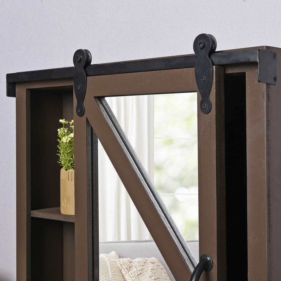 FirsTime & Co. Winona Barn Door Mirrored Cabinet Storage with Shelves