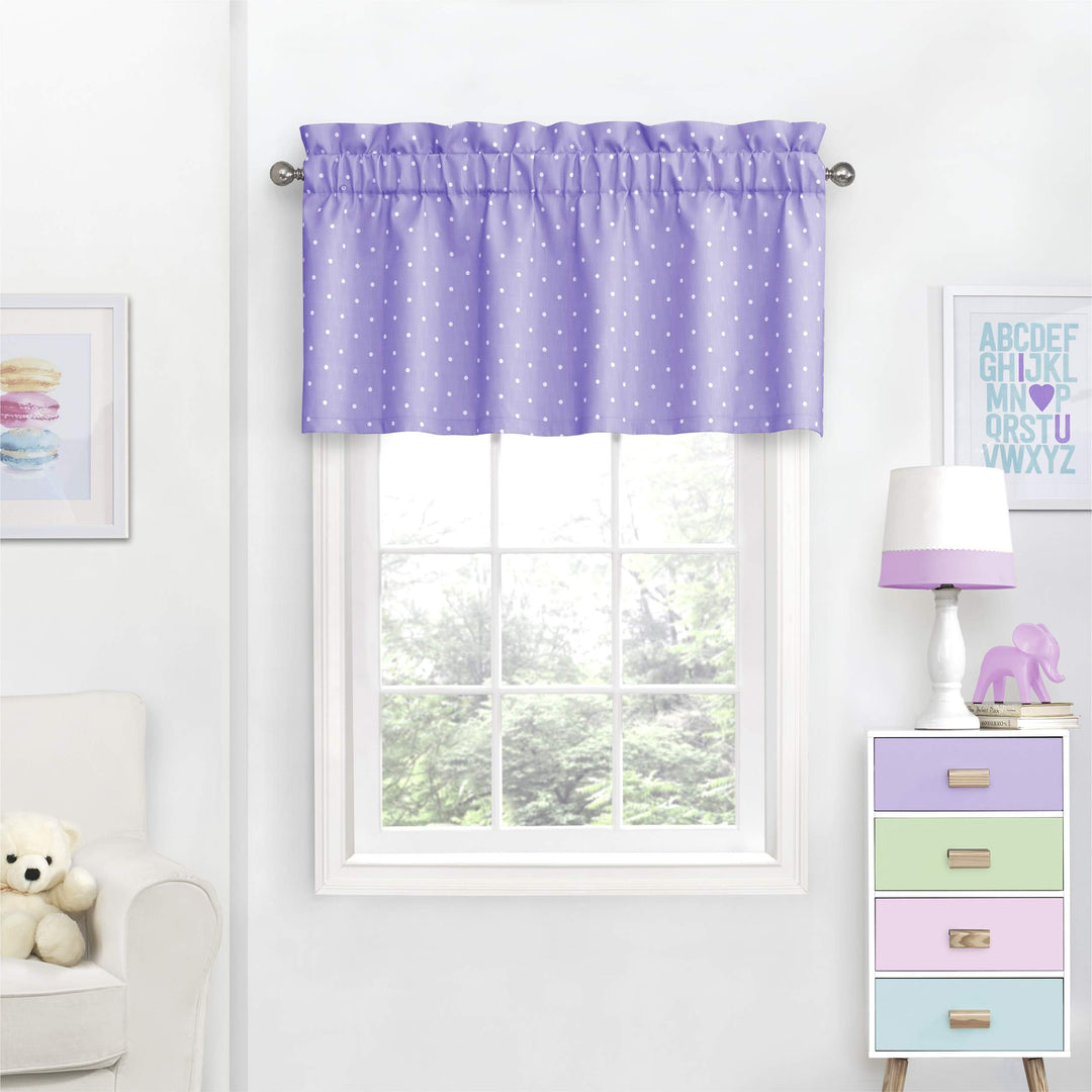 Purple Polka Dot Window Valance Geometric Dots Printed Window Curtain Valance