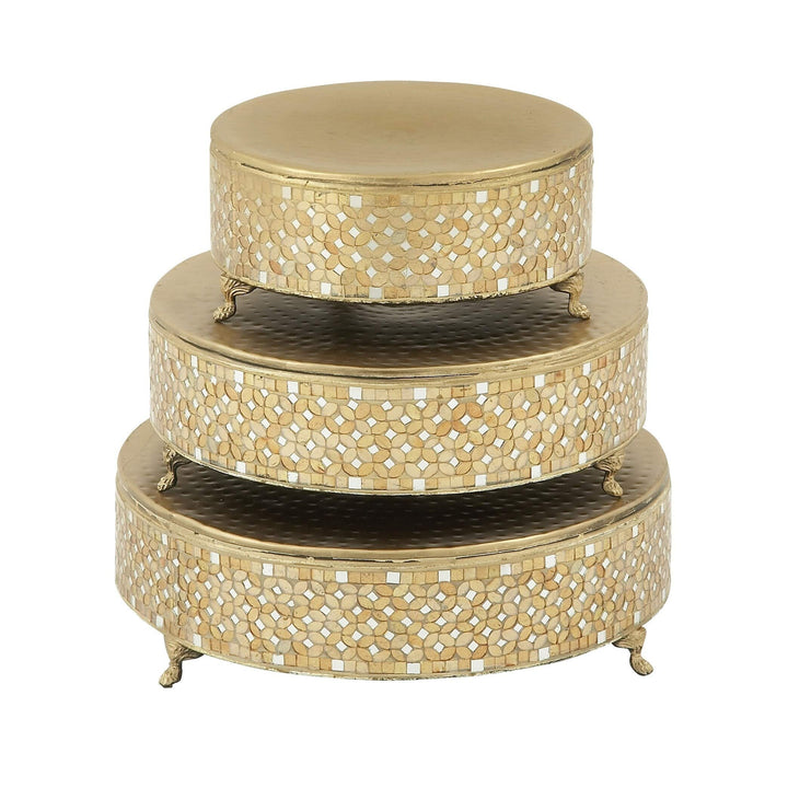 Set of 3 Modern 12 16 and 18 Inch Mosaic Cake Stands by Metal Piece