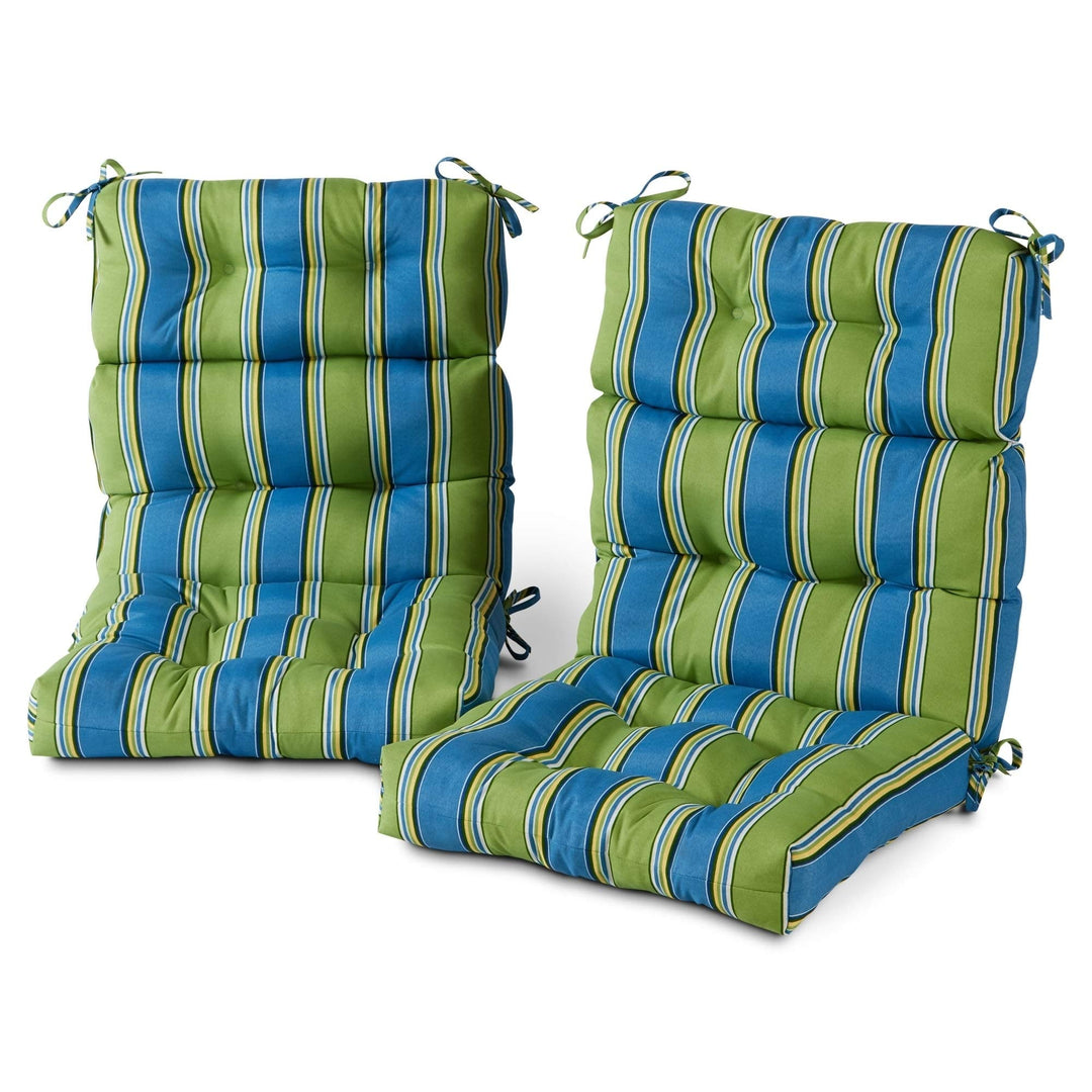 Cayman Stripe 22-inch X 44-inch Outdoor High Back Chair Cushion (Set of 2)