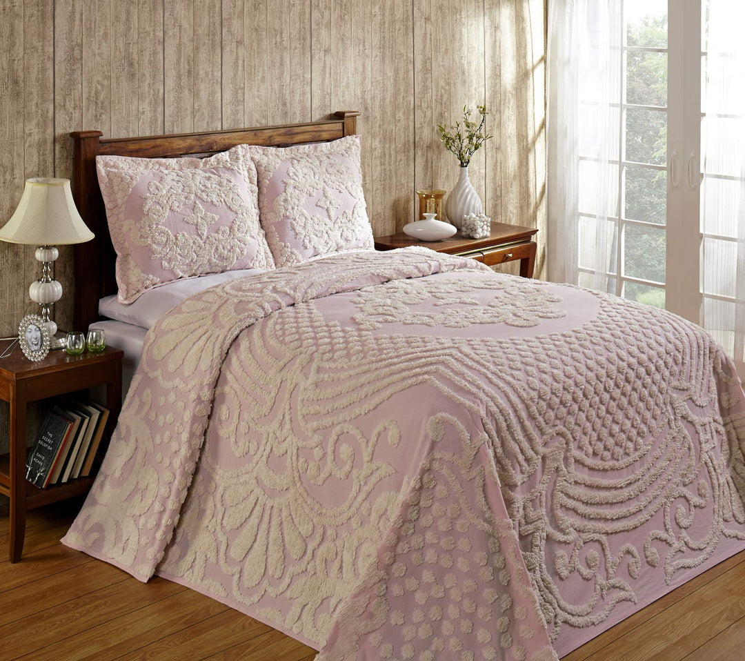 Better Trends 100% Cotton Chenille Bedspreads Queen Size Florence Collection Pink - Queen