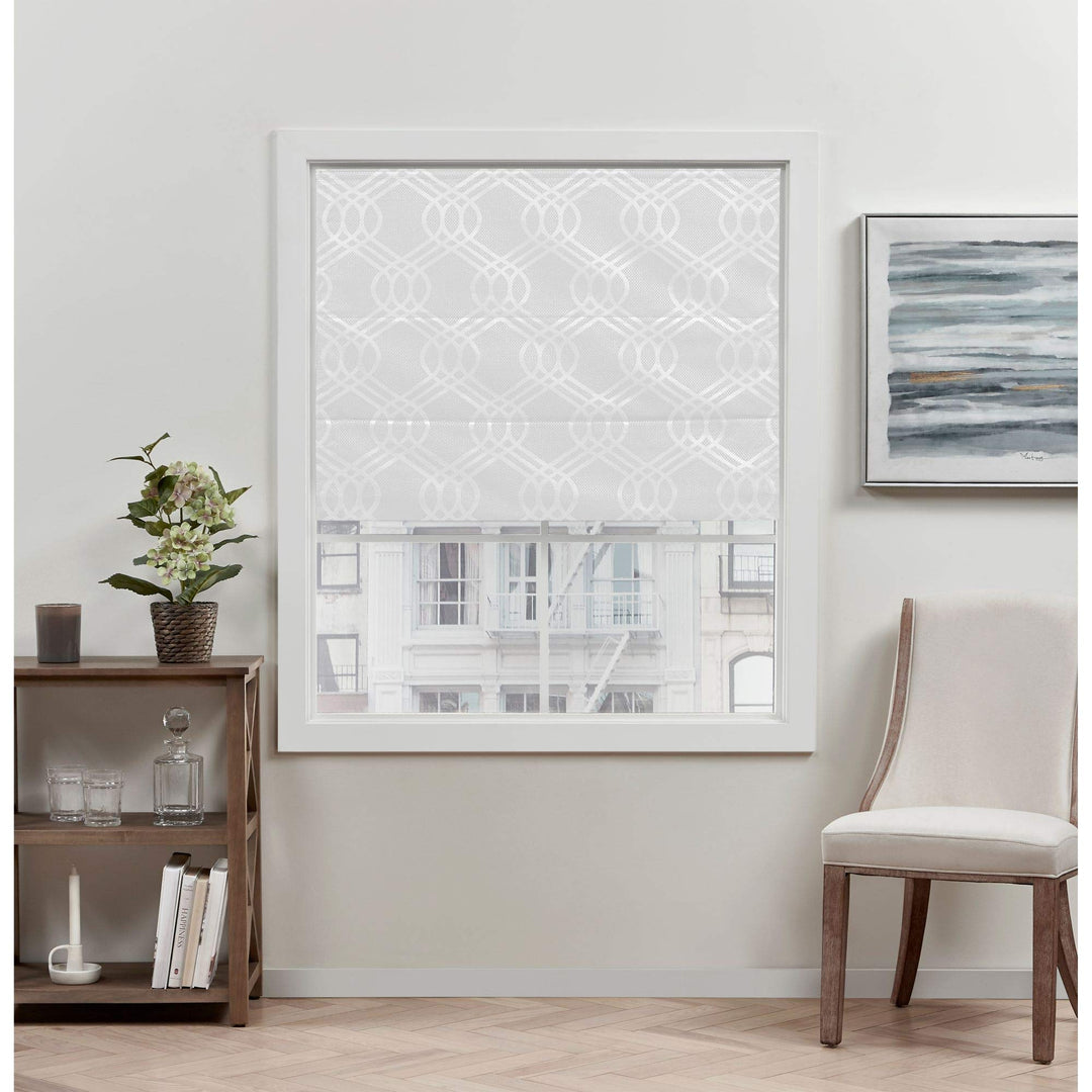 Exclusive Home Prague Trellis 100% Blackout Polyester Roman Shade 31"x64" White 31x64 - White