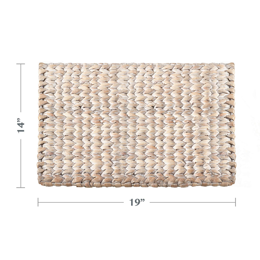 4 Piece Set Woven Rattan emats Wooden Hardboard Texture Rectangle