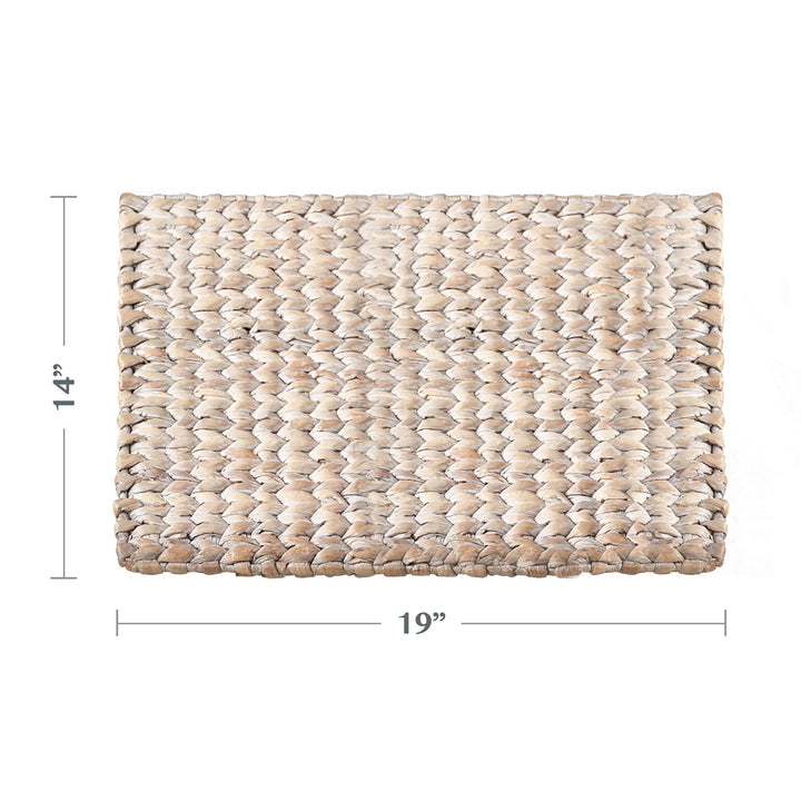 4 Piece Set Woven Rattan emats Wooden Hardboard Texture Rectangle