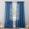 No. 918 Erica Crushed Sheer Voile Rod Pocket Curtain Panel 51" x 84" Blue 51 x 84 - Blue