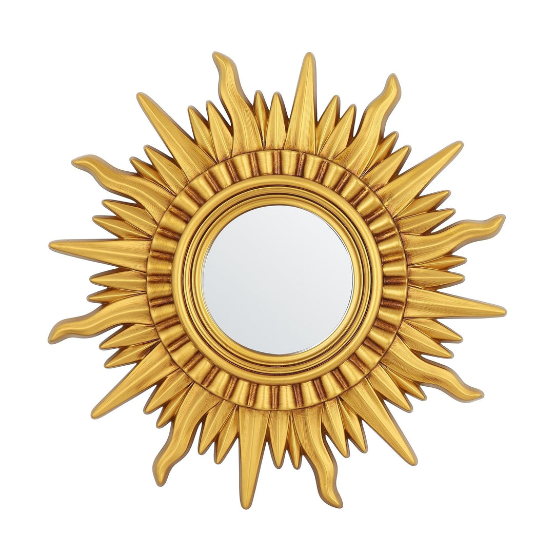 30-inch Art Gold Sunburst Round Framed Decorative Wall Mirror 2.5 in. D X 28.5 W - Diamond Home USA