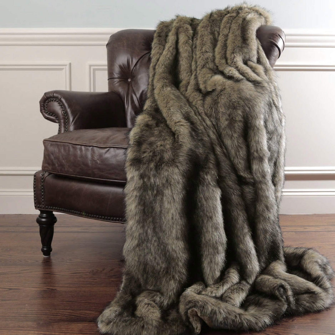 Aurora Home Faux Fur Throw Blanket by Wild Mannered Tawny Fox Faux