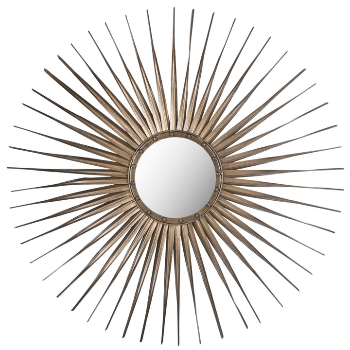 Gold Nailhead Sunburst 34-inch Decorative Mirror 33.5" X 1" Mid-Century Modern