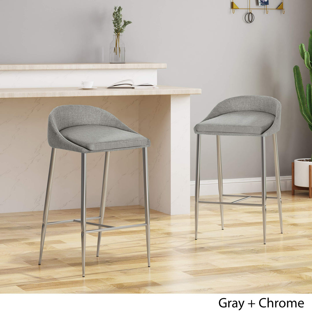 Christopher Knight Home Fanny Counter Stools Modern Upholstered Chrome Iron Legs